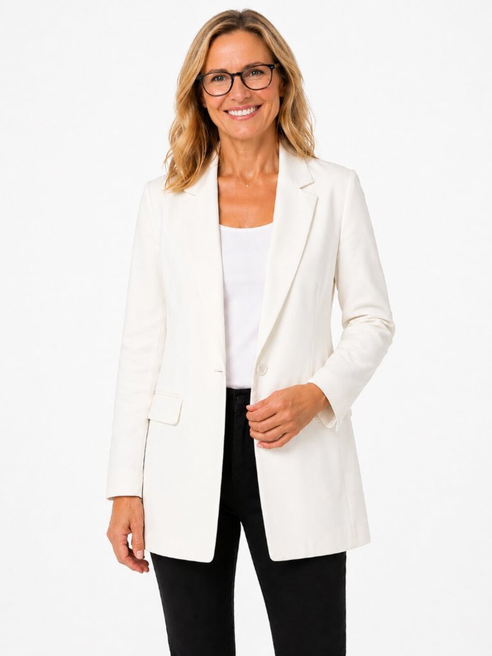 CLEO White Blazer Open style - Small Petite